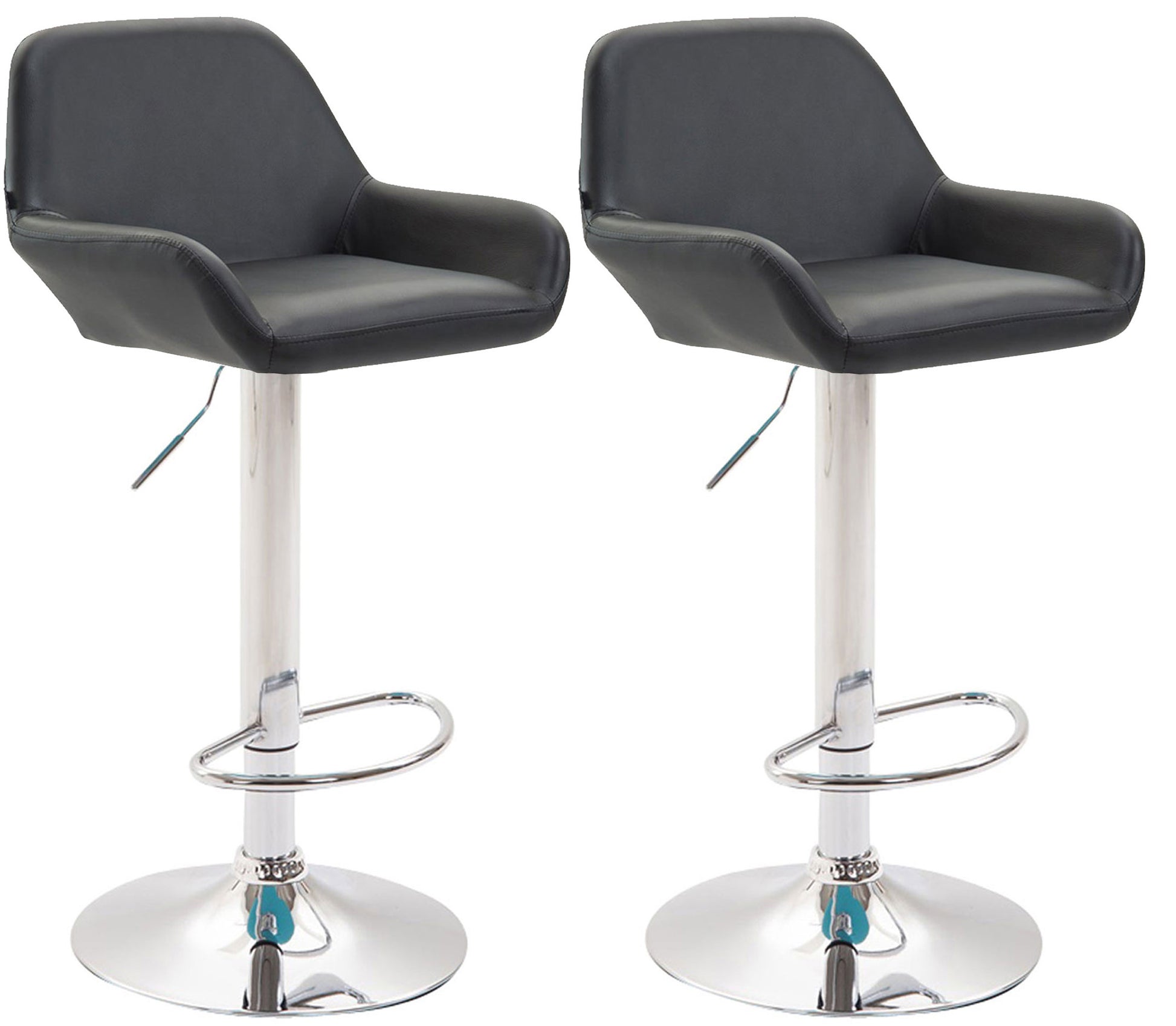 Set van 2 Barkrukken - Kunstleer Stoelen - 360° Draaibaar Comfort Kleur zwart Onderstel Kleur chroom