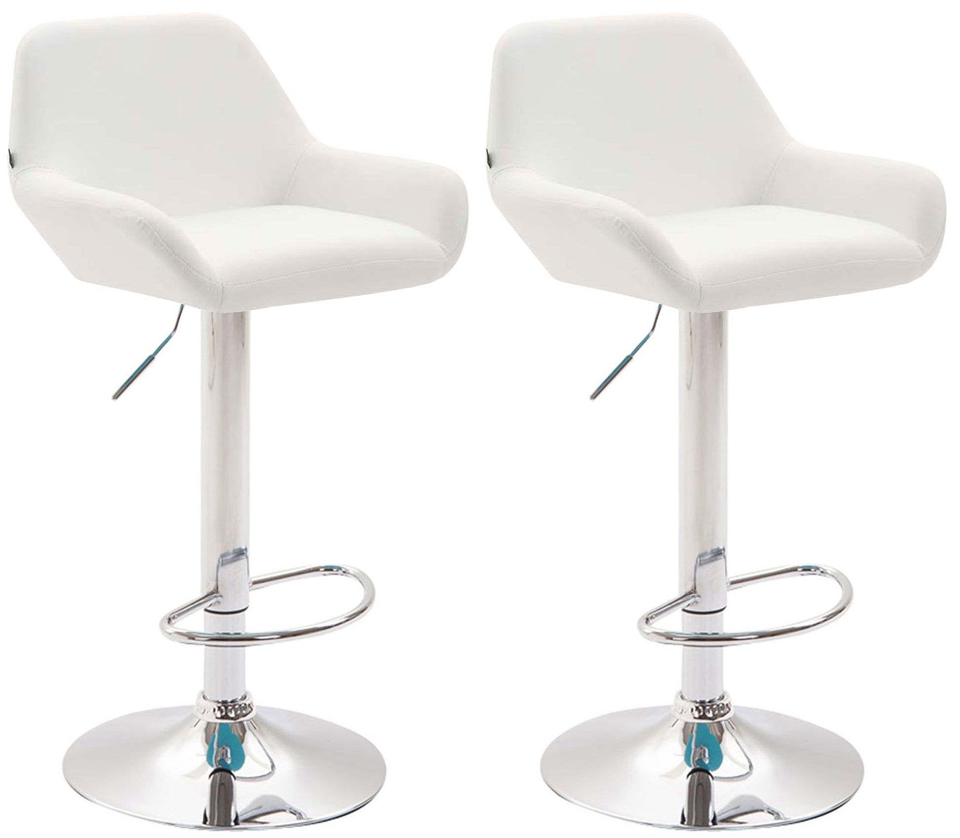 Set van 2 Barkrukken - Kunstleer Stoelen - 360° Draaibaar Comfort Kleur wit Onderstel Kleur chroom