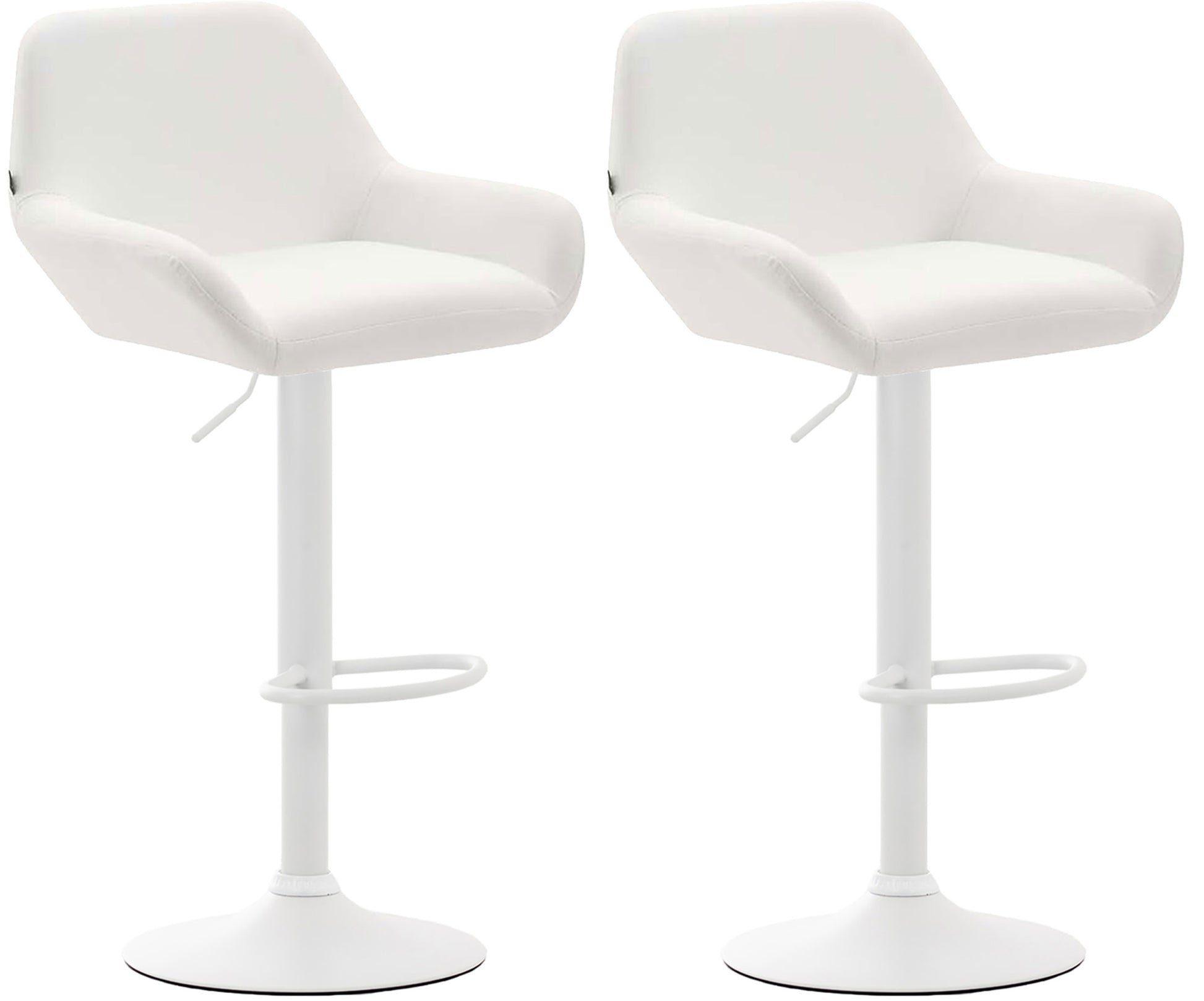 Set van 2 Barkrukken - Kunstleer Stoelen - 360° Draaibaar Comfort Kleur wit Onderstel Kleur wit