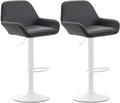 Set van 2 Barkrukken - Kunstleer Stoelen - 360° Draaibaar Comfort Kleur zwart Onderstel Kleur wit