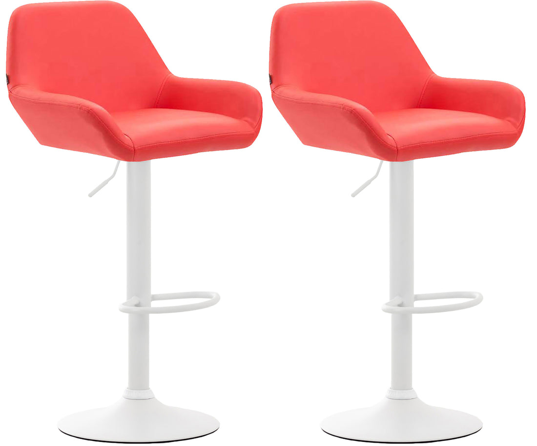 Set van 2 barkrukken – Kunstlederen stoelen – In hoogte verstelbaar – 360° draaibaar comfort Kleur rood