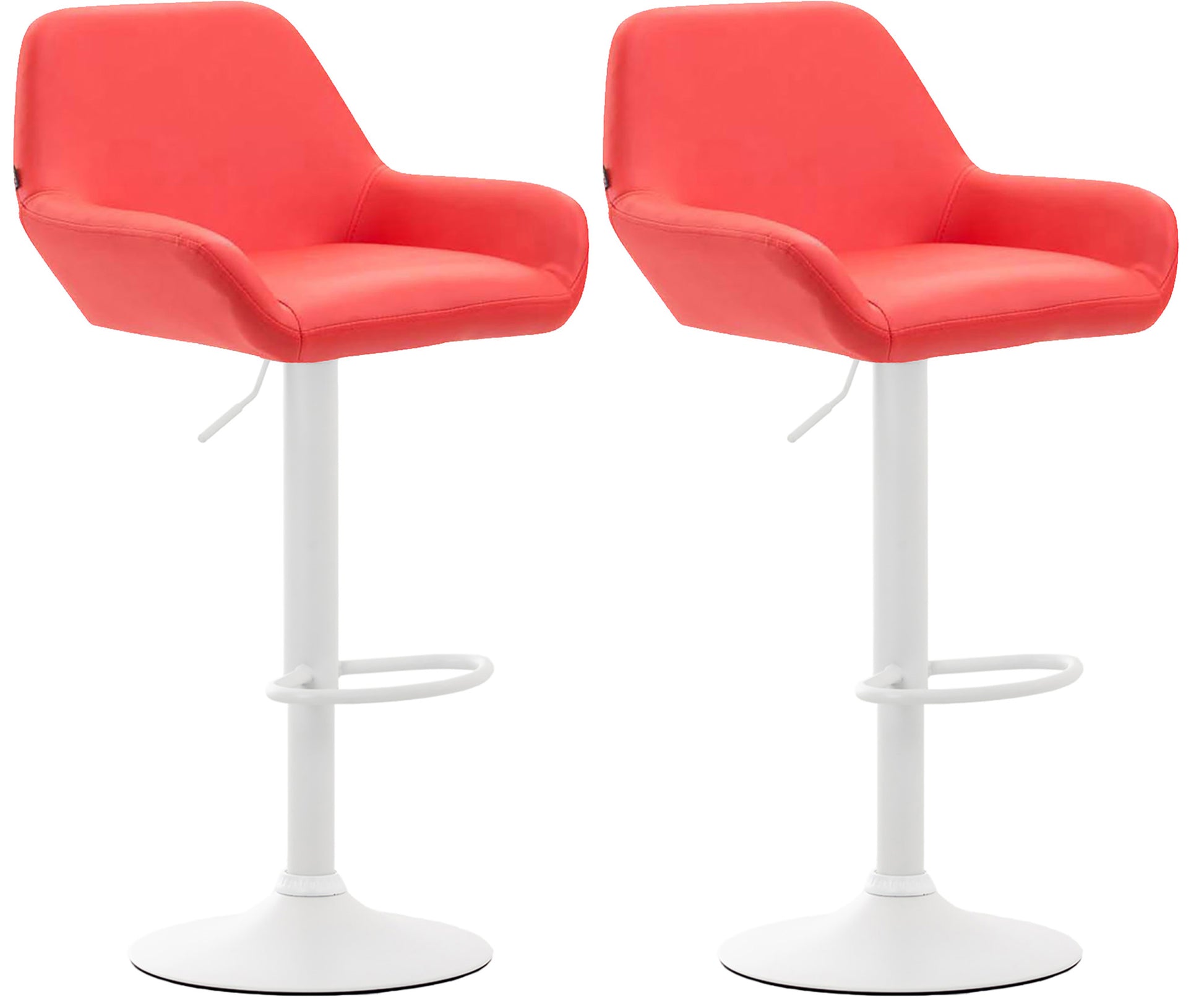 Set van 2 barkrukken – Kunstlederen stoelen – In hoogte verstelbaar – 360° draaibaar comfort Kleur rood