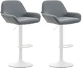 Set van 2 Barkrukken - Kunstleer Stoelen - 360° Draaibaar Comfort Kleur grijs Onderstel Kleur wit