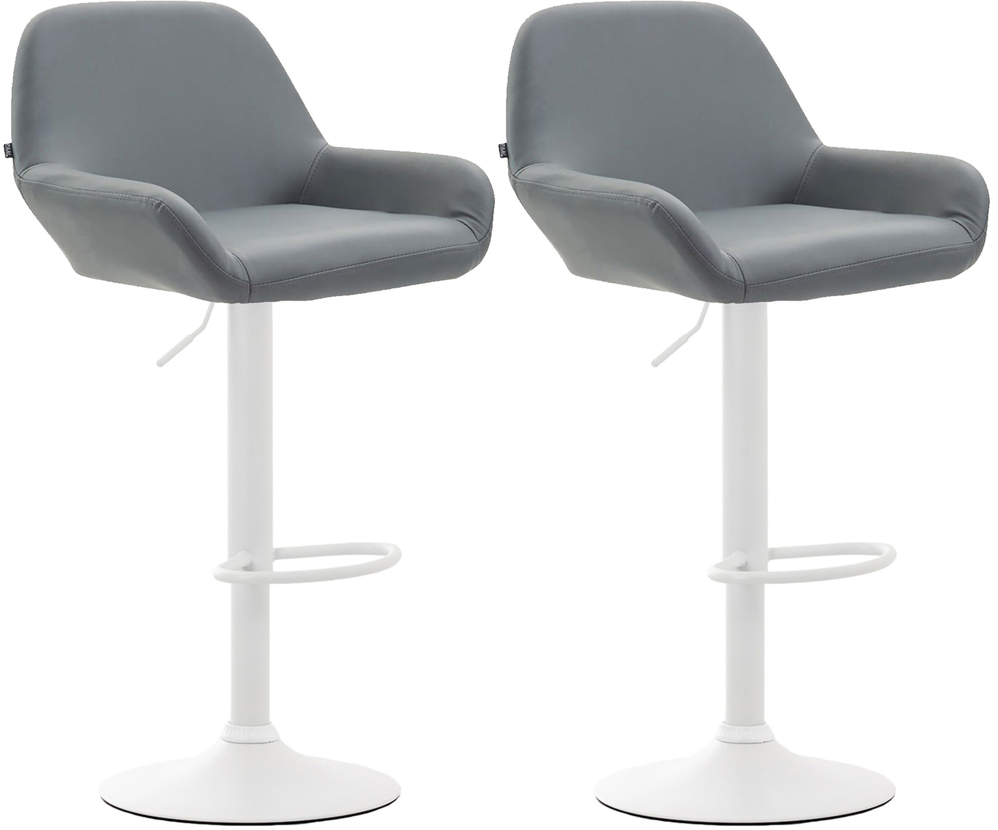 Set van 2 Barkrukken - Kunstleer Stoelen - 360° Draaibaar Comfort Kleur grijs Onderstel Kleur wit