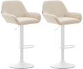 Set van 2 Barkrukken - Kunstleer Stoelen - 360° Draaibaar Comfort Kleur crème Onderstel Kleur wit