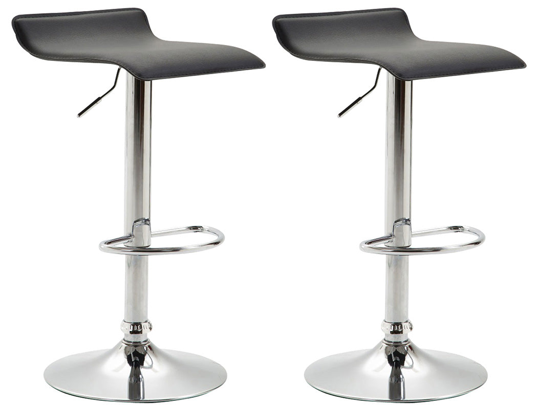 2-delige set Barkrukken - Barstoelen, Hoogte Verstelbaar, Kunstleer Bekleding Kleur zwart Onderstel Kleur chroom