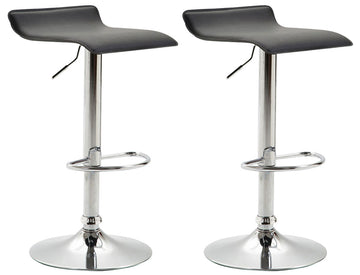 2-delige set Barkrukken - Barstoelen, Hoogte Verstelbaar, Kunstleer Bekleding Kleur zwart Onderstel Kleur chroom