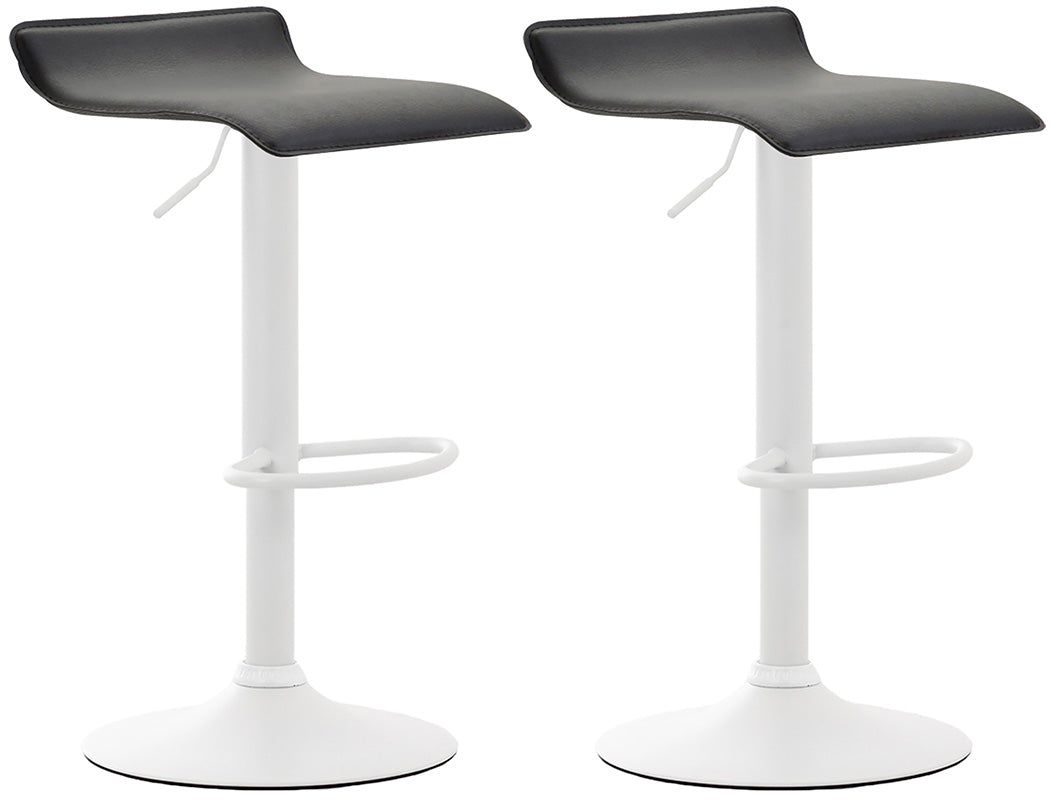 2-delige set Barkrukken - Barstoelen, Hoogte Verstelbaar, Kunstleer Bekleding Kleur zwart Onderstel Kleur wit