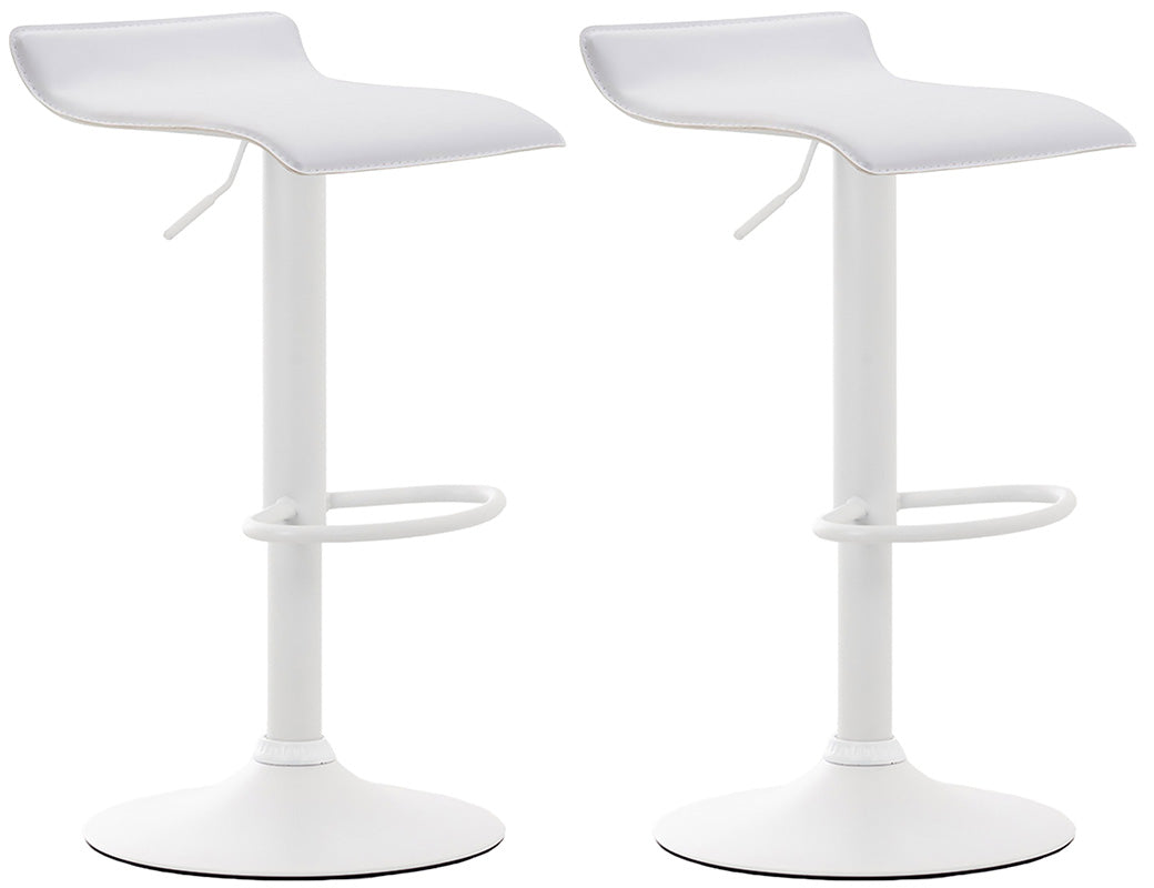 2-delige set Barkrukken - Barstoelen, Hoogte Verstelbaar, Kunstleer Bekleding Kleur wit Onderstel Kleur wit