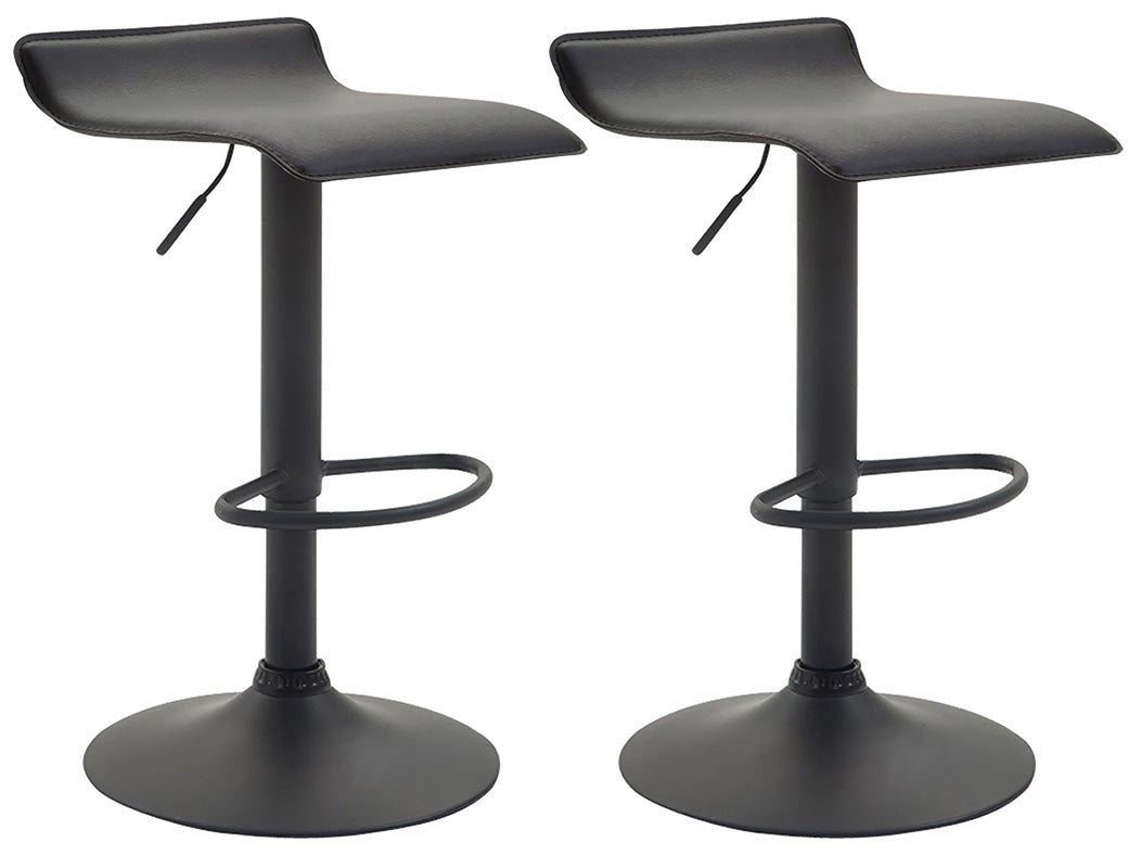 2-delige set Barkrukken - Barstoelen, Hoogte Verstelbaar, Kunstleer Bekleding Kleur zwart Onderstel Kleur zwart