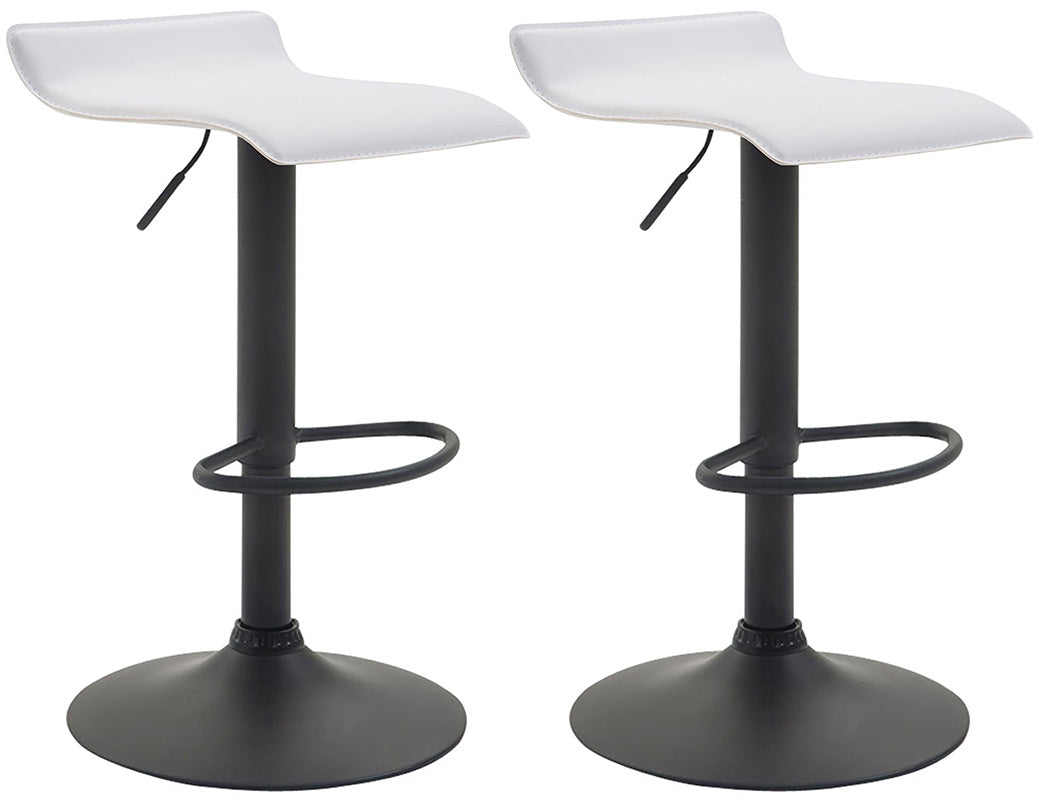 2-delige set Barkrukken - Barstoelen, Hoogte Verstelbaar, Kunstleer Bekleding Kleur wit Onderstel Kleur zwart