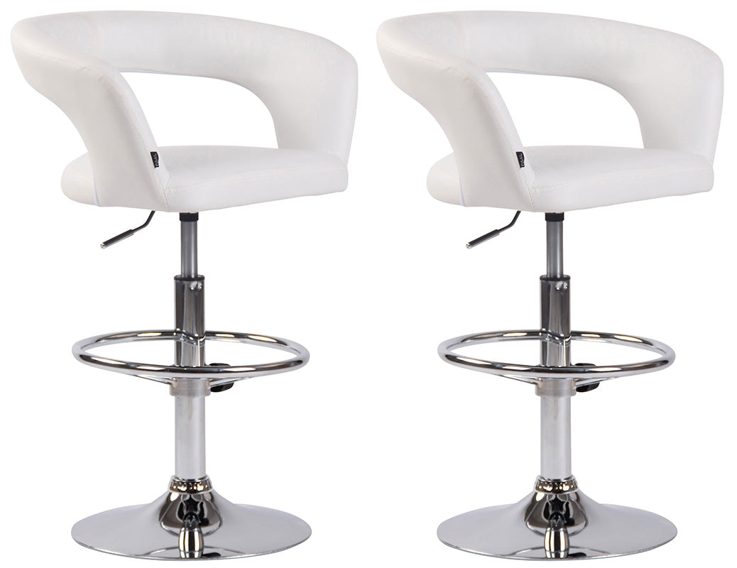 2-delige set Barkrukken - Hoge Stoelen - Hoogte Verstelbaar, 360° Draaibaar Design Kleur wit Materiaal kunstleer