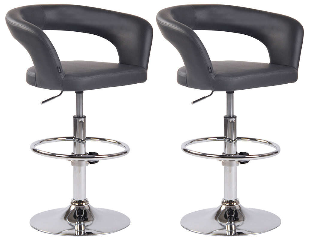 2-delige set Barkrukken - Hoge Stoelen - Hoogte Verstelbaar, 360° Draaibaar Design Kleur grijs Materiaal kunstleer