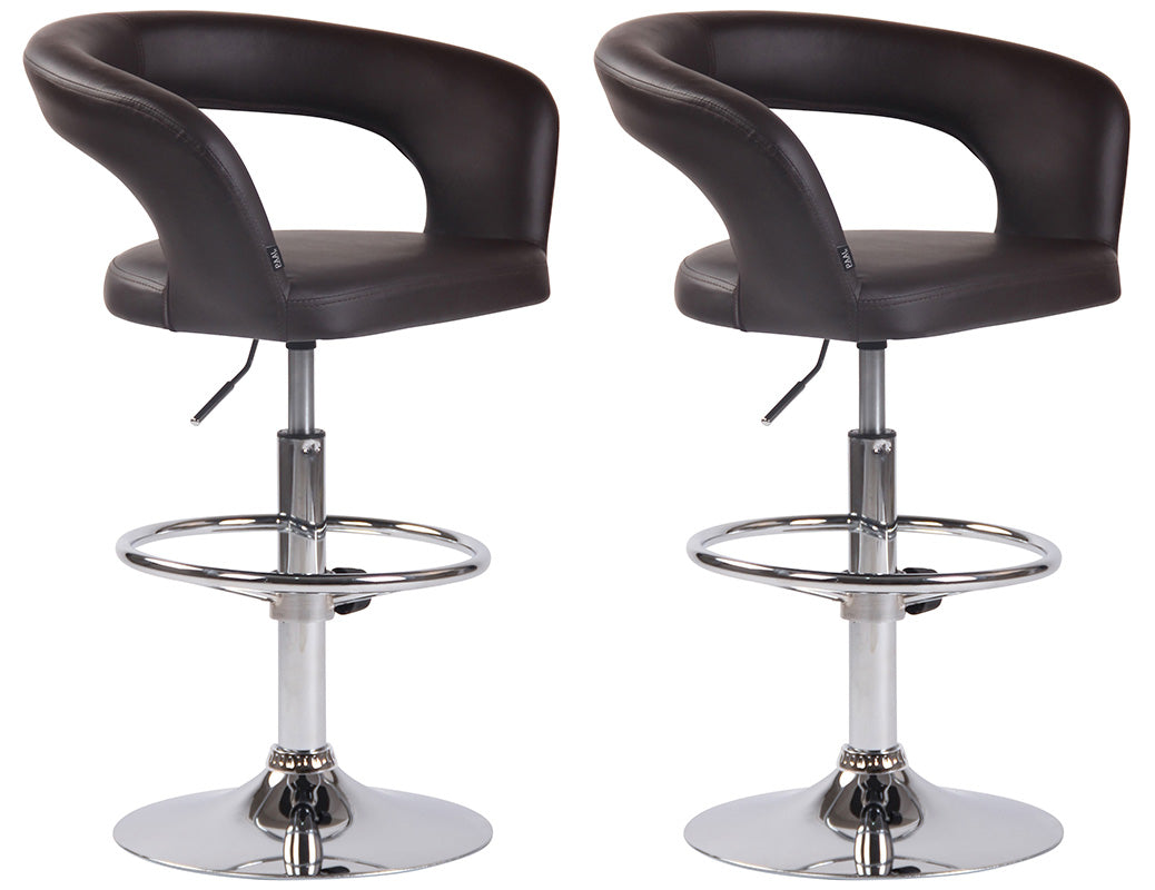2-delige set Barkrukken - Hoge Stoelen - Hoogte Verstelbaar, 360° Draaibaar Design Kleur bruin Materiaal kunstleer