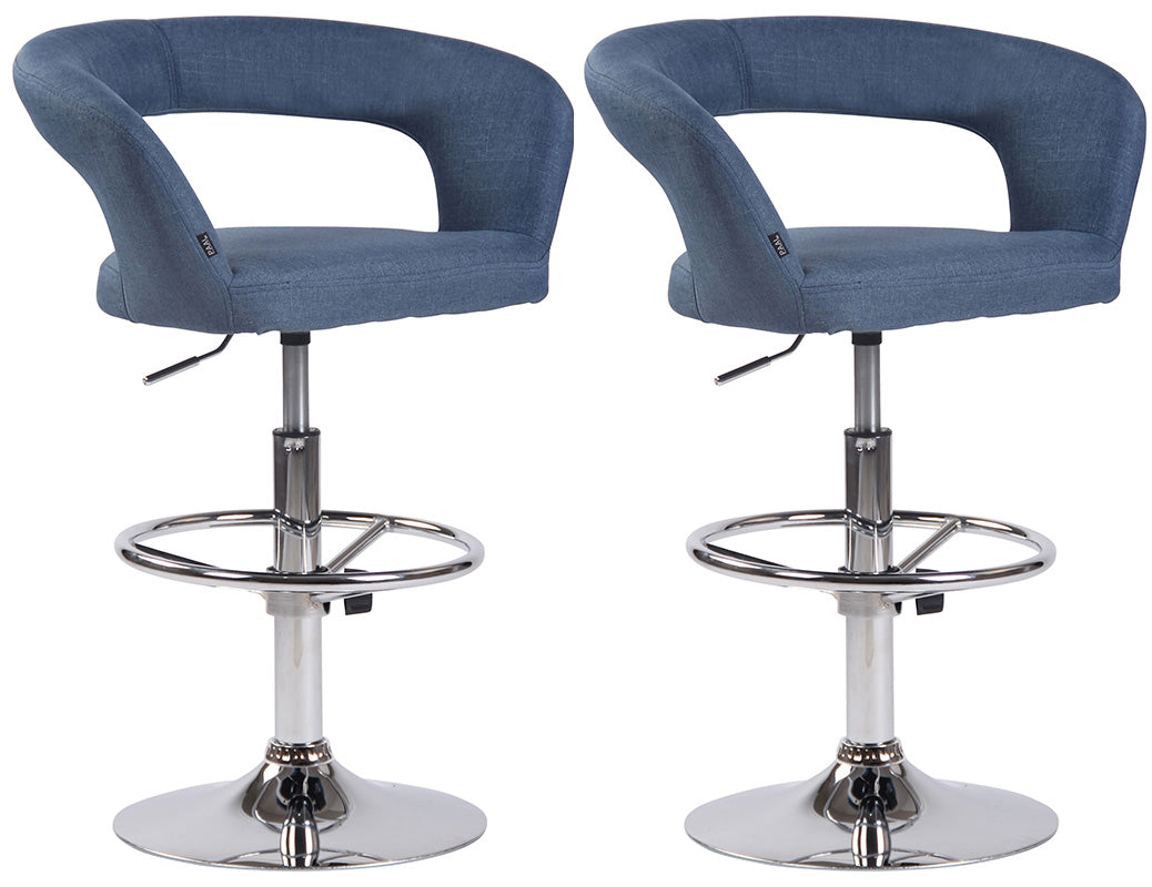 2-delige set Barkrukken - Hoge Stoelen - Hoogte Verstelbaar, 360° Draaibaar Design Kleur blauw Materiaal Stof