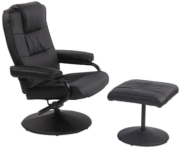 Comfortabele Fauteuil met Hocker - Zitstoel - 360° Draaibaar, Ergonomisch Design Kleur zwart