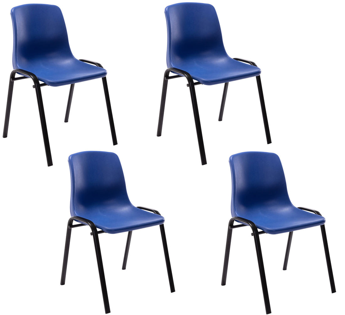 4-delige set Kunststoff Stoelen - Plastic Stapelstoelen - Eenvoudig te Reinigen Kleur blauw