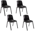 4-delige set Kunststoff Stoelen - Plastic Stapelstoelen - Eenvoudig te Reinigen Kleur zwart