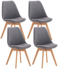 4-delige set Eetkamerstoelen - Keukenstoelen - Comfortabel en Reinigen Gemakkelijk Kleur grijs Materiaal Stof