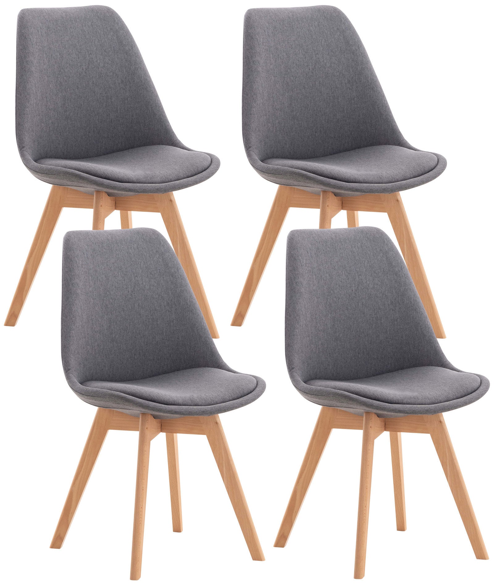 4-delige set Eetkamerstoelen - Keukenstoelen - Comfortabel en Reinigen Gemakkelijk Kleur grijs Materiaal Stof
