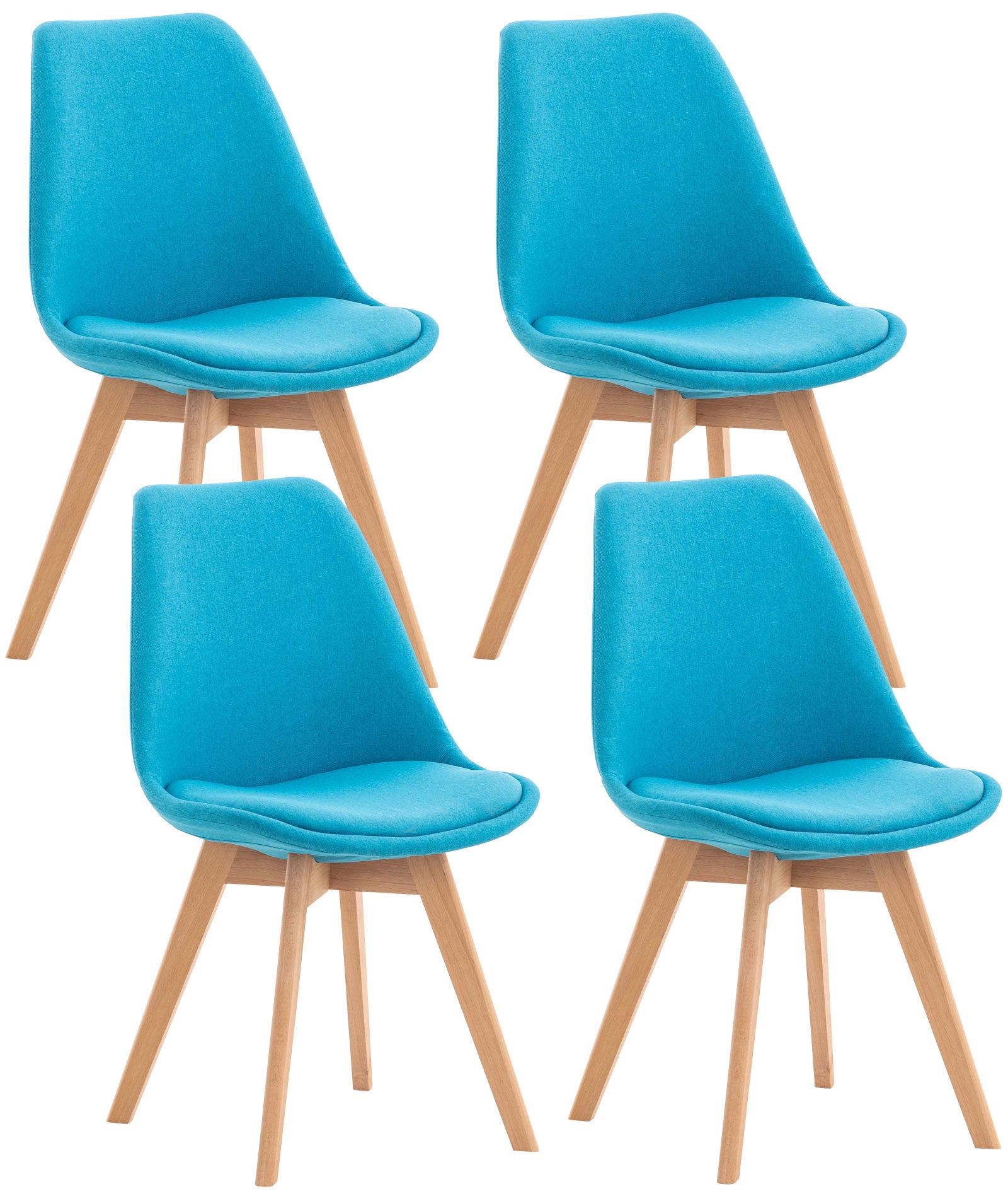 4-delige set Eetkamerstoelen - Keukenstoelen - Comfortabel en Reinigen Gemakkelijk Kleur turkoois Materiaal Stof
