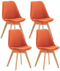 4-delige set Eetkamerstoelen - Keukenstoelen - Comfortabel en Reinigen Gemakkelijk Kleur oranje Materiaal Stof
