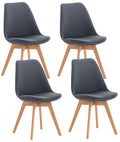 4-delige set Eetkamerstoelen - Keukenstoelen - Comfortabel en Reinigen Gemakkelijk Kleur donkergrijs Materiaal Stof