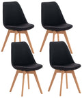 4-delige set Eetkamerstoelen - Keukenstoelen - Comfortabel en Reinigen Gemakkelijk Kleur zwart Materiaal Stof
