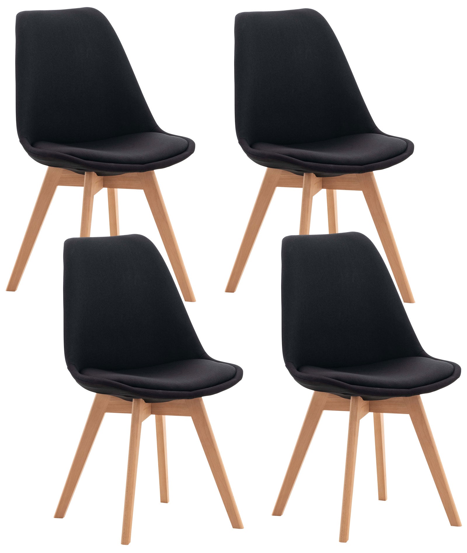 4-delige set Eetkamerstoelen - Keukenstoelen - Comfortabel en Reinigen Gemakkelijk Kleur zwart Materiaal Stof