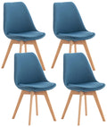 4-delige set Eetkamerstoelen - Keukenstoelen - Comfortabel en Reinigen Gemakkelijk Kleur blauw Materiaal Stof