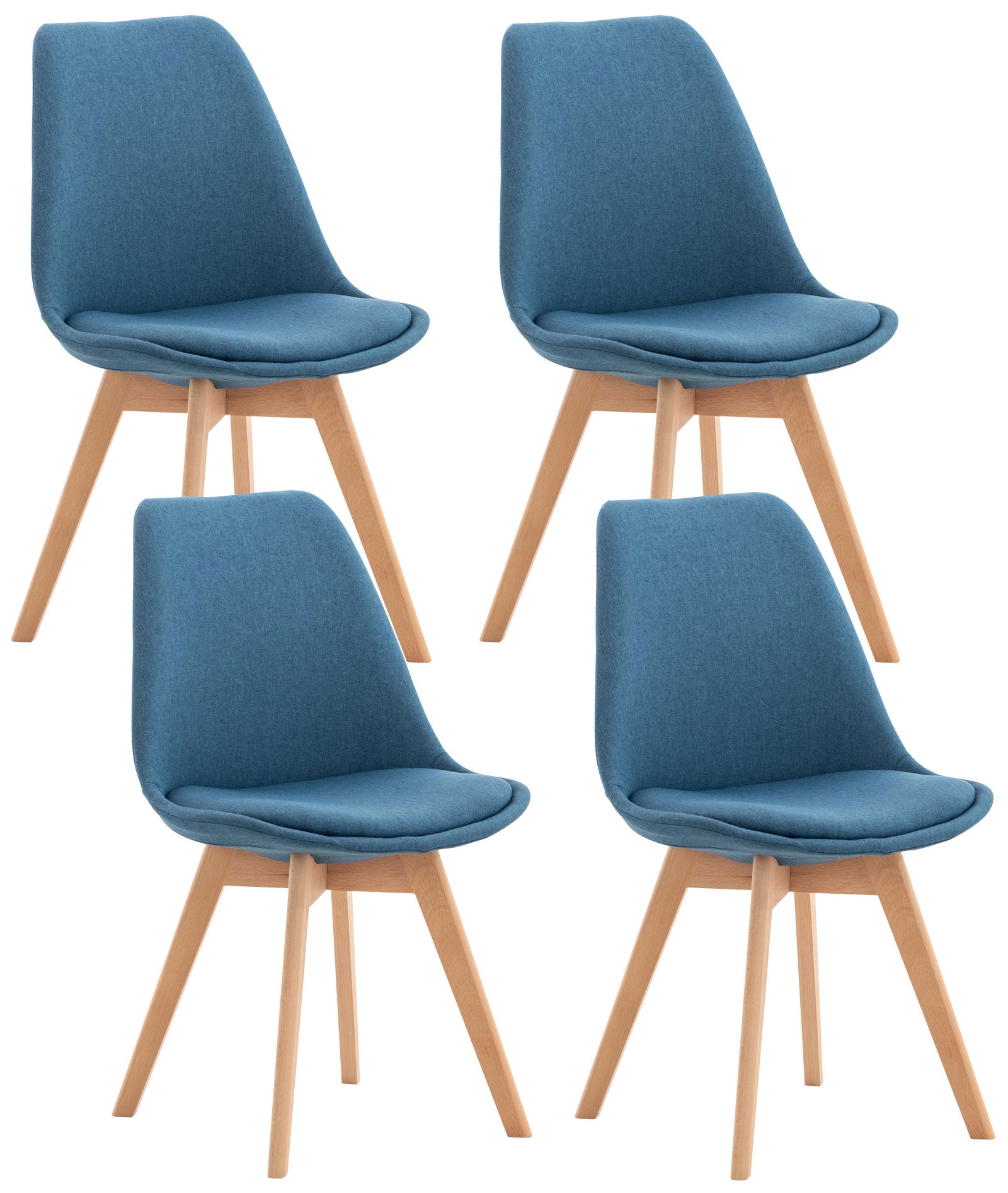 4-delige set Eetkamerstoelen - Keukenstoelen - Comfortabel en Reinigen Gemakkelijk Kleur blauw Materiaal Stof