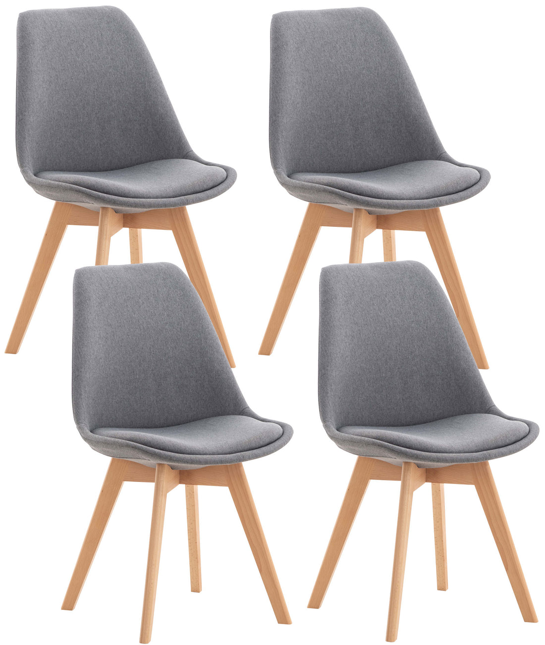 Set van 4 Eetkamerstoelen - Bezoekerstoelen - Comfortabele zithouding, Houten onderstel Kleur lichtgrijs