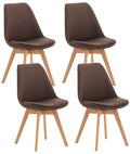 4-delige set Eetkamerstoelen - Keukenstoelen - Comfortabel en Reinigen Gemakkelijk Kleur bruin Materiaal Stof