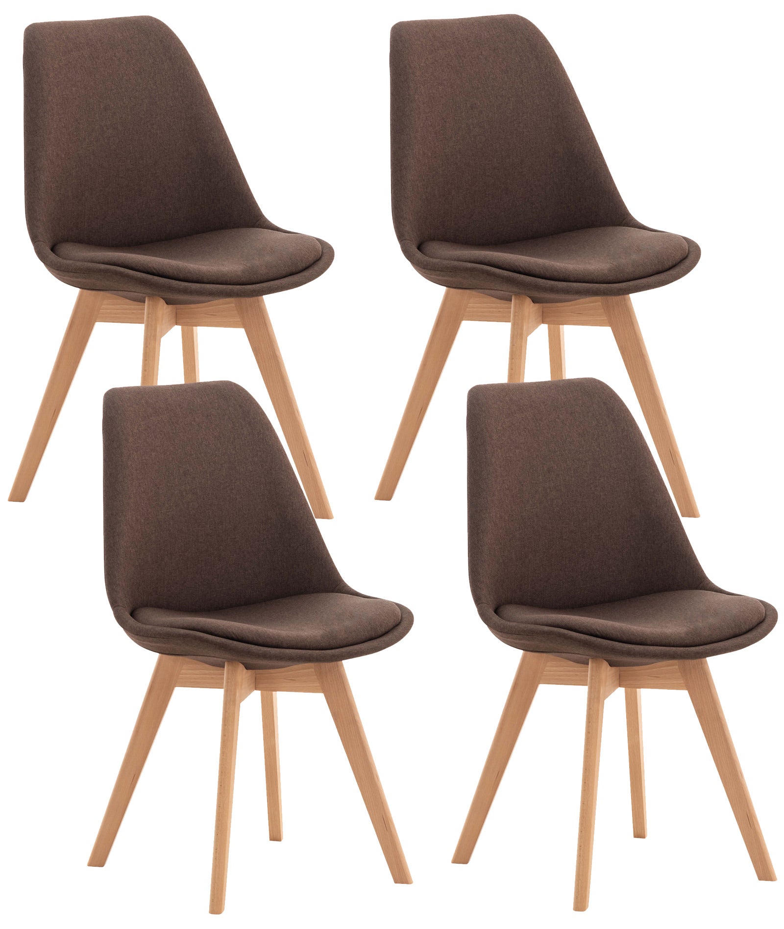 4-delige set Eetkamerstoelen - Keukenstoelen - Comfortabel en Reinigen Gemakkelijk Kleur bruin Materiaal Stof