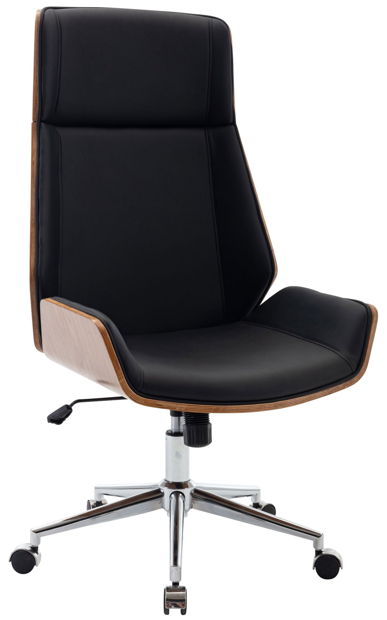 Elegante Bureaustoel - Ergonomische Kantoorstoel - Kunstleer Bekleding, Hoogte Verstelbaar Kleur walnoot/zwart