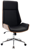 Elegante Bureaustoel - Ergonomische Kantoorstoel - Kunstleer Bekleding, Hoogte Verstelbaar Kleur walnoot/zwart