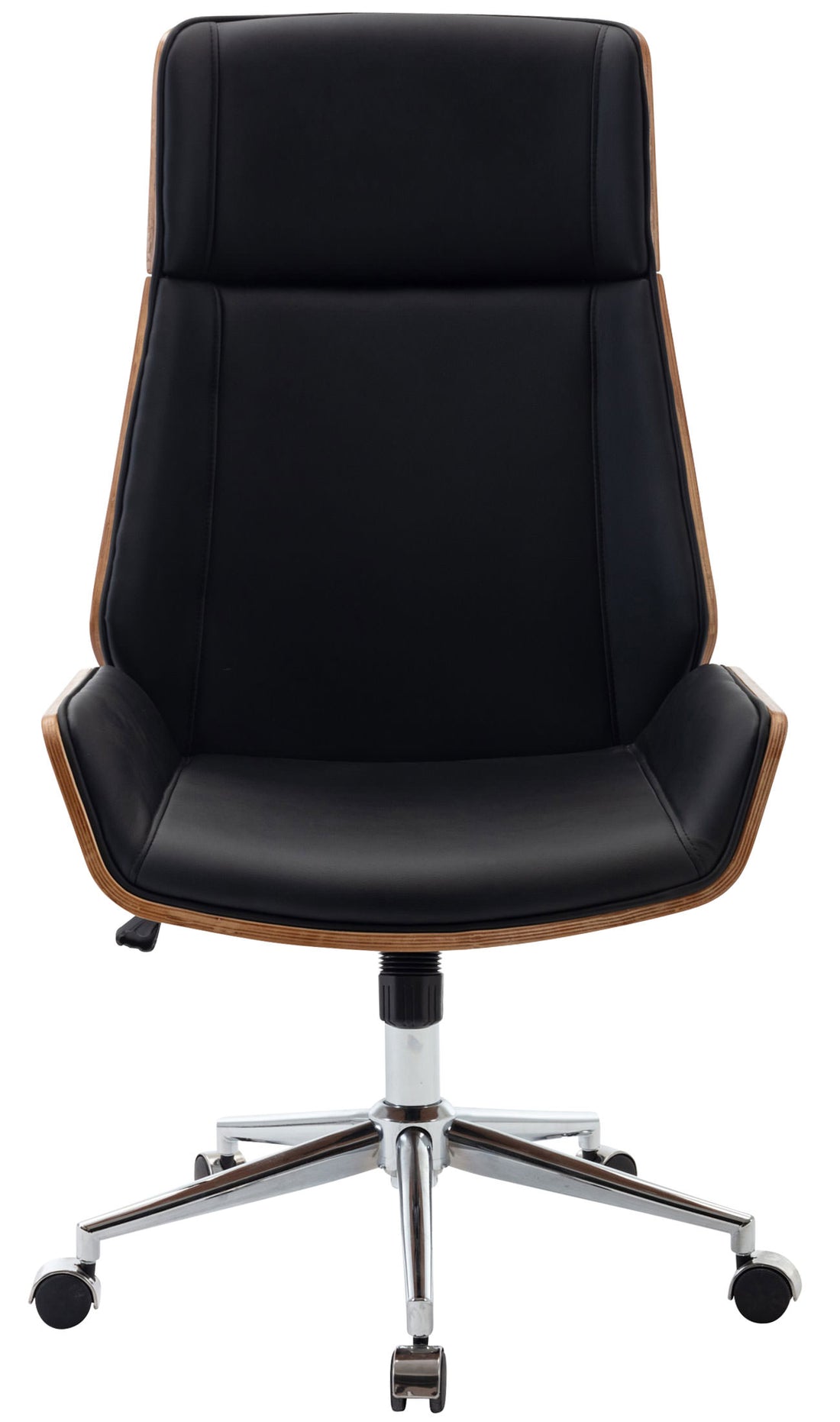 Elegante Bureaustoel - Ergonomische Kantoorstoel - Kunstleer Bekleding, Hoogte Verstelbaar Kleur walnoot/zwart
