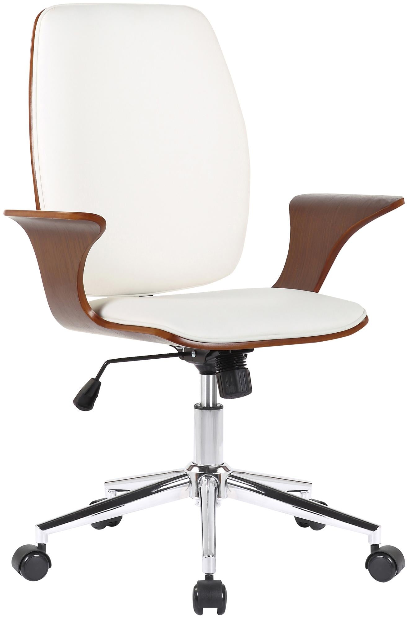Stijlvolle Ergonomische Bureaustoel - Hoogwaardige Kantelmechanisme - Kunstleer of Stof Kleur walnoot/wit