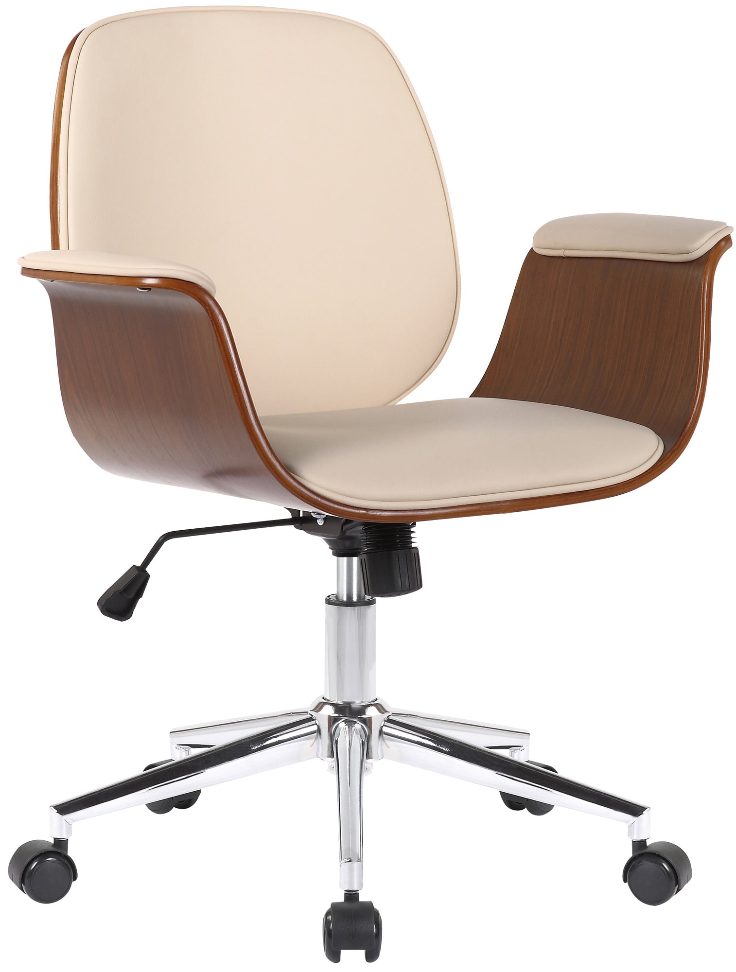 Ergonomische Draaistoel - Bureaustoel - Kunstleer, Onderhoudsvriendelijke Comfortabele Zithouding Kleur walnoot/creme