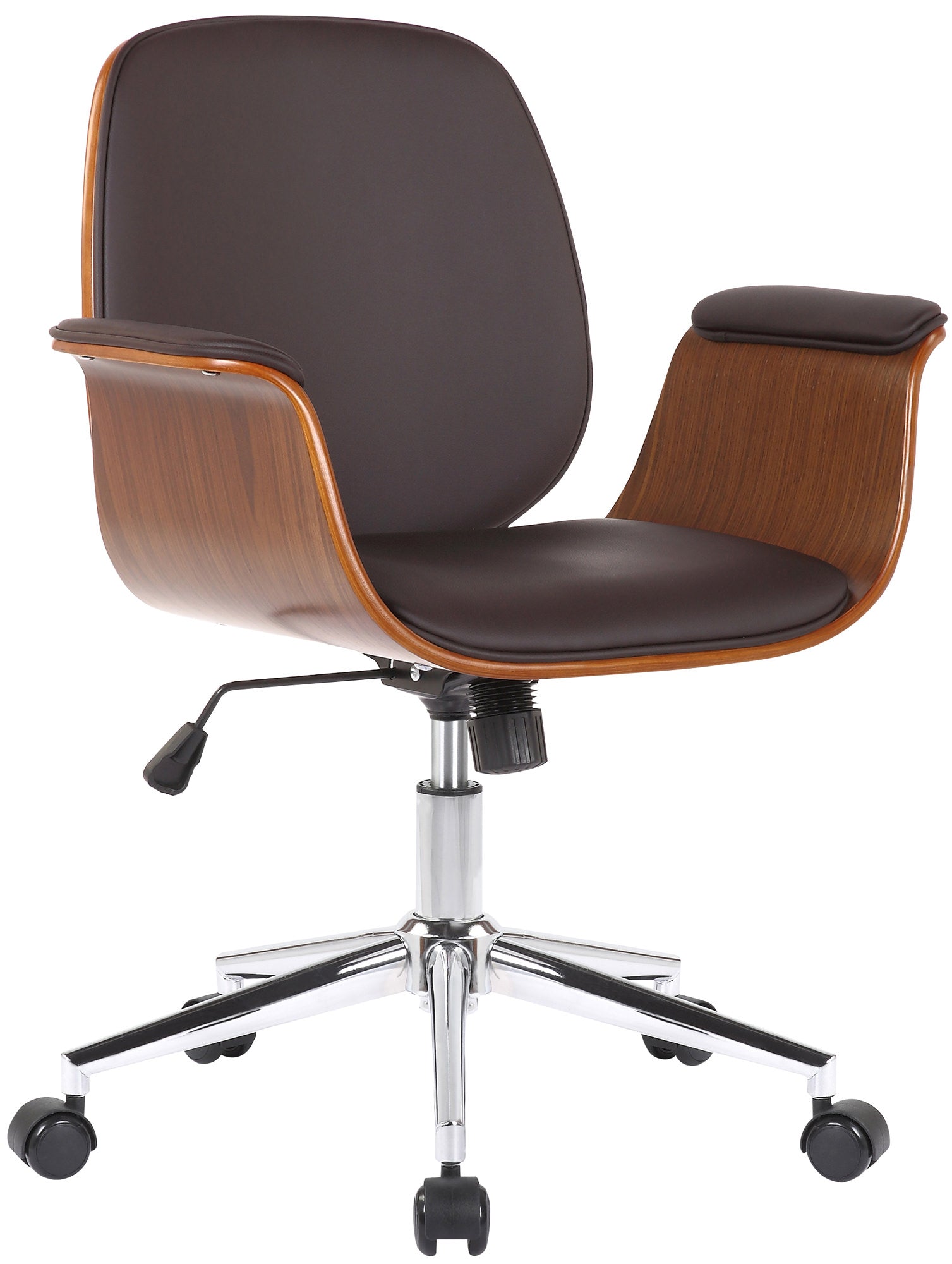 Ergonomische Draaistoel - Bureaustoel - Kunstleer, Onderhoudsvriendelijke Comfortabele Zithouding Kleur walnoot/braun