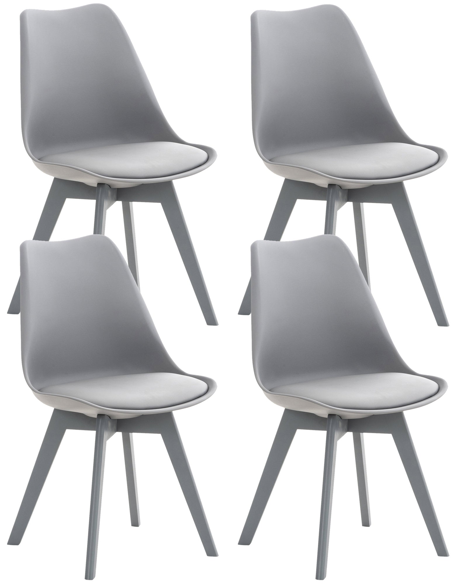 4-delige set Eetkamerstoelen - Keukenstoelen - Comfortabel en Reinigen Gemakkelijk Kleur grijs/grijs Materiaal KunstStof