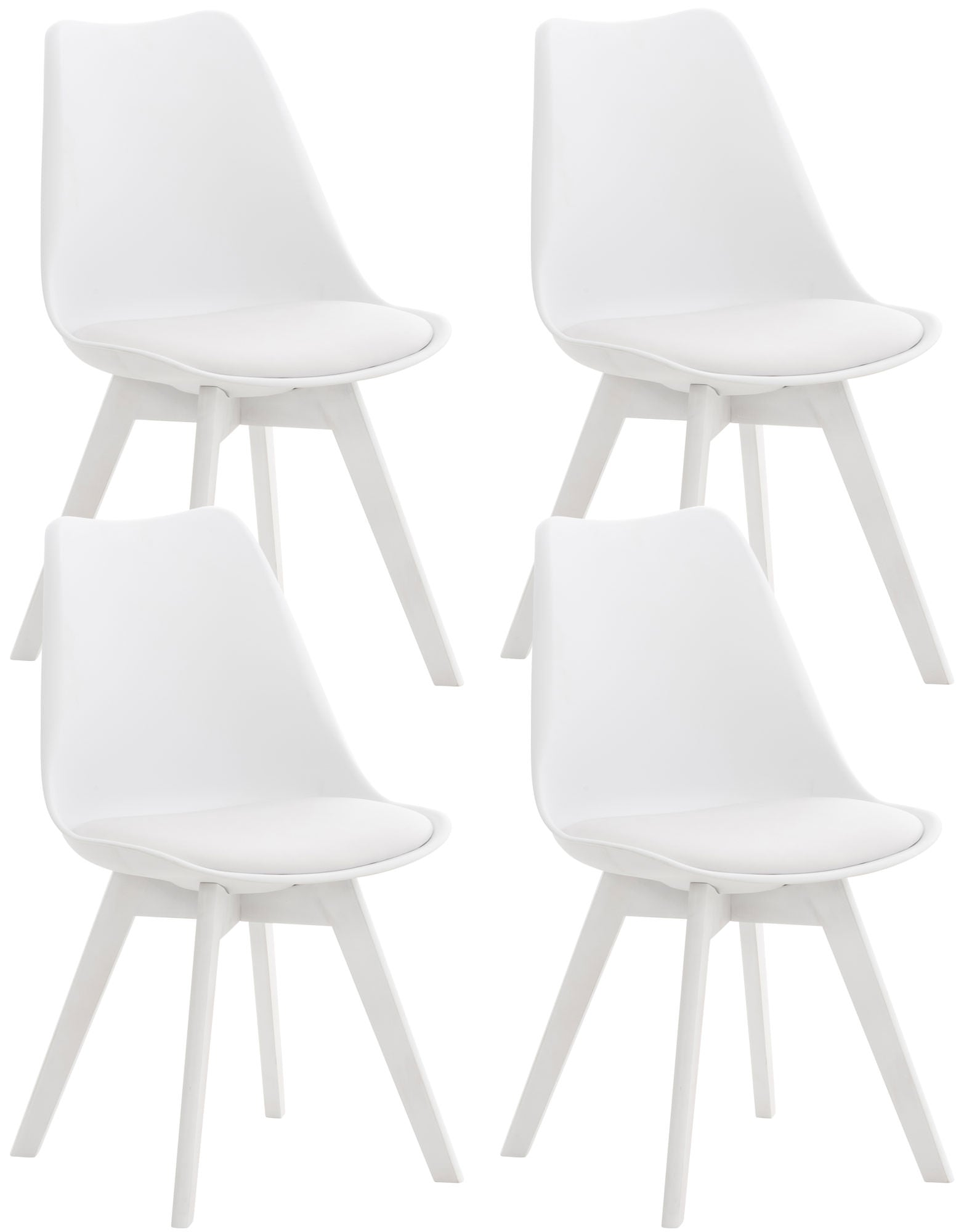 4-delige set Eetkamerstoelen - Keukenstoelen - Comfortabel en Reinigen Gemakkelijk Kleur wit/wit Materiaal KunstStof