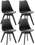 Set van 4 Eetkamerstoelen - Keukenstoelen - Comfortabele Zithouding, Houten Onderstel Kleur zwart/zwart
