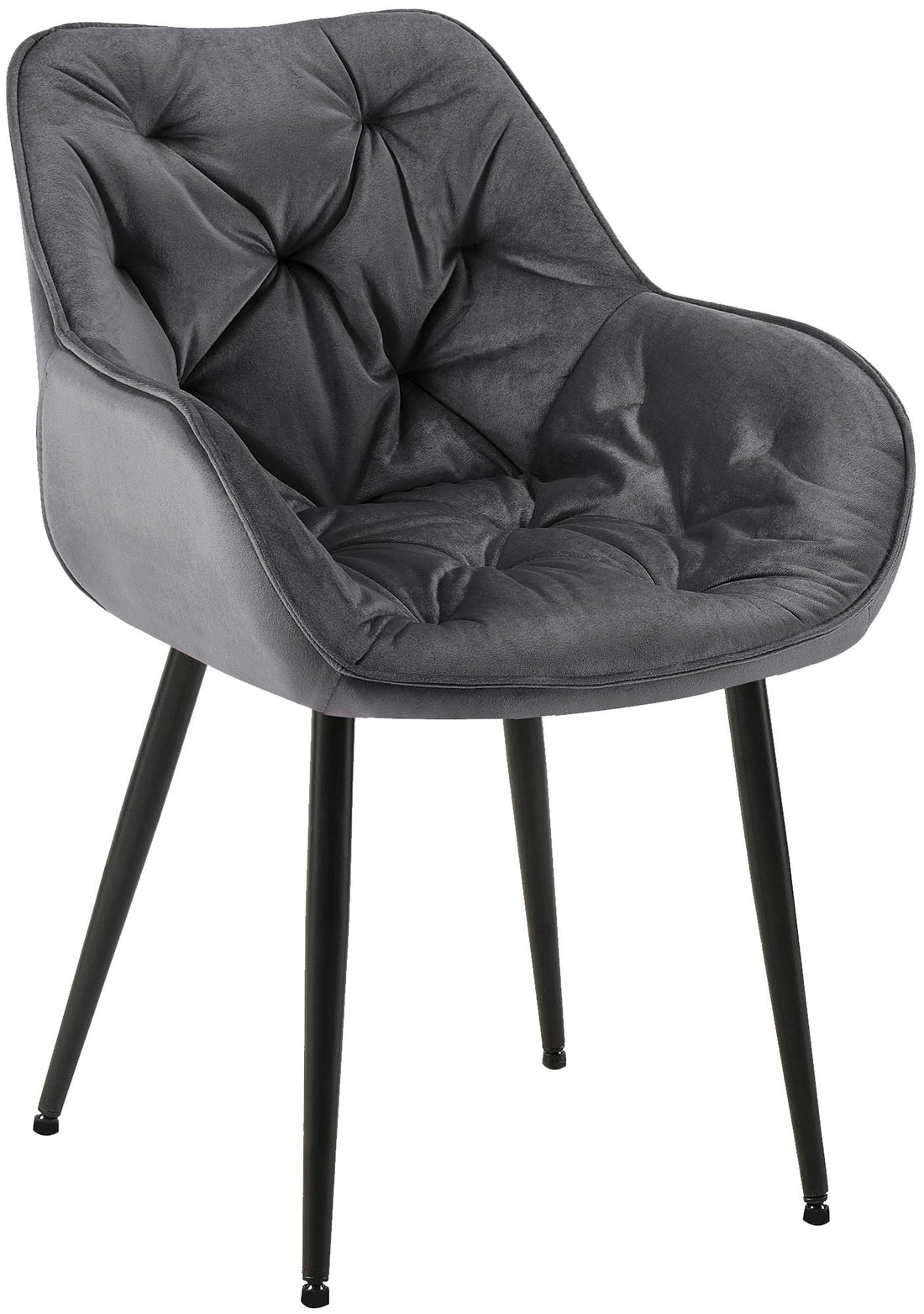 Eetkamerstoel Fluweel - Fauteuil-stijl - Hoog Comfort & Onderhoudsvriendelijk Kleur donkergrijs
