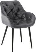 Eetkamerstoel Fluweel - Fauteuil-stijl - Hoog Comfort & Onderhoudsvriendelijk Kleur donkergrijs