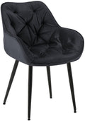 Eetkamerstoel Fluweel - Fauteuil-stijl - Hoog Comfort & Onderhoudsvriendelijk Kleur zwart