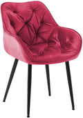 Eetkamerstoel Fluweel - Fauteuil-stijl - Hoog Comfort & Onderhoudsvriendelijk Kleur rood