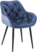Eetkamerstoel Fluweel - Fauteuil-stijl - Hoog Comfort & Onderhoudsvriendelijk Kleur blauw