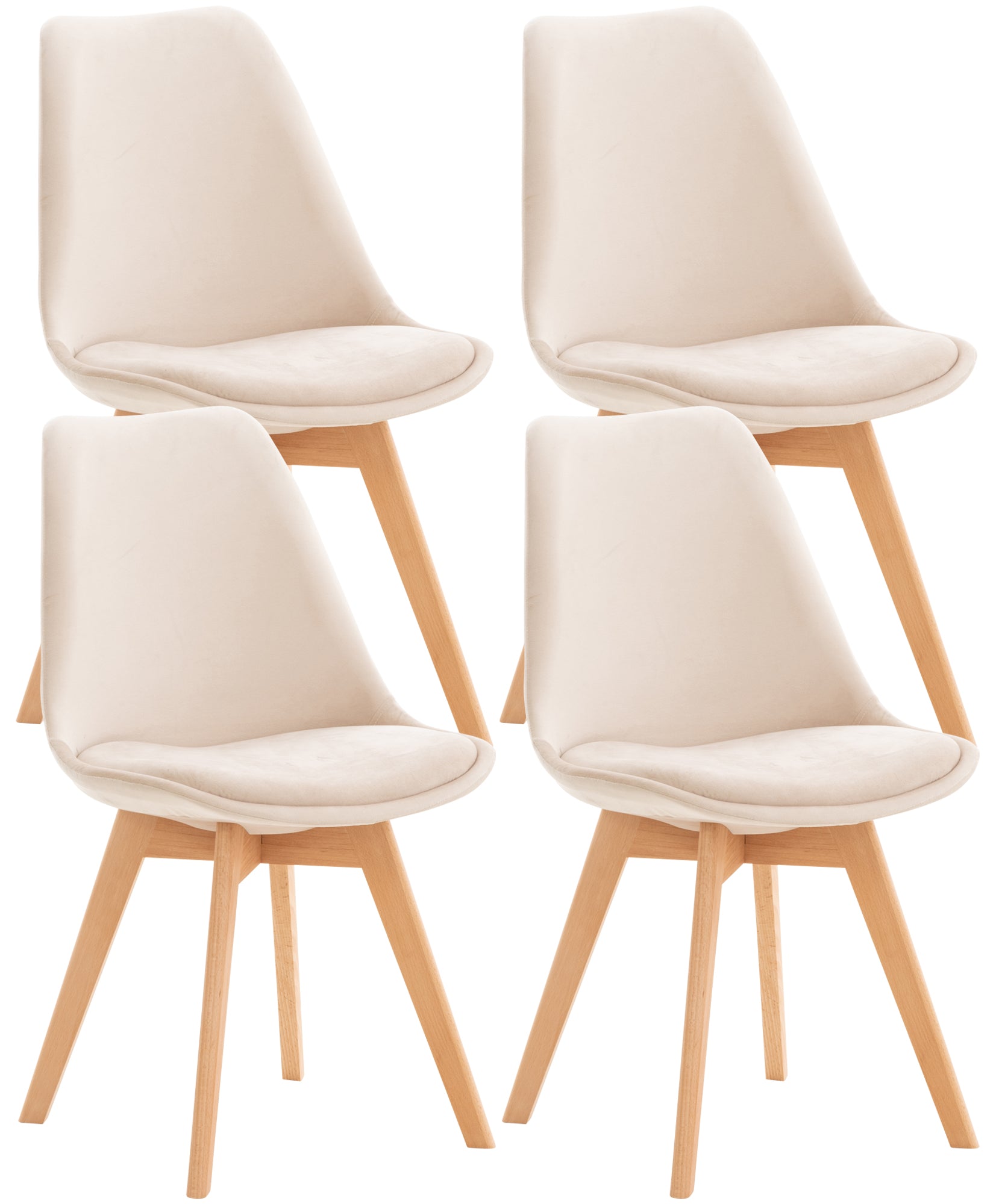 4-delige set Eetkamerstoelen - Keukenstoelen - Comfortabel en Reinigen Gemakkelijk Kleur beige Materiaal zacht