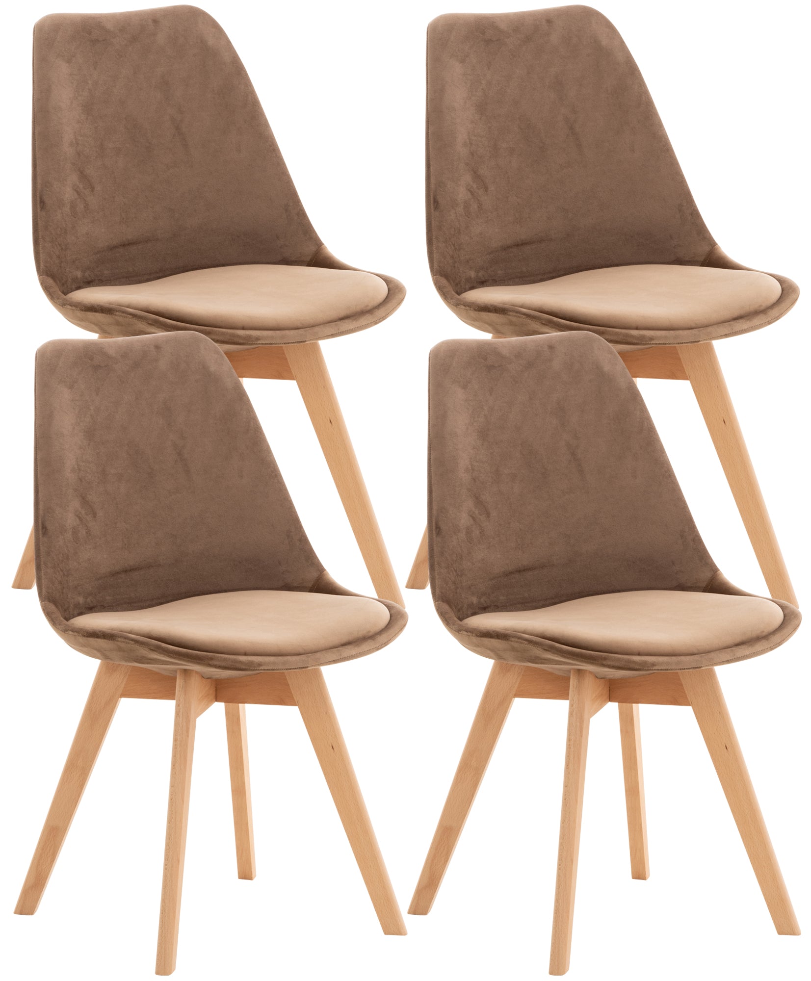 4-delige set Eetkamerstoelen - Keukenstoelen - Comfortabel en Reinigen Gemakkelijk Kleur bruin Materiaal zacht